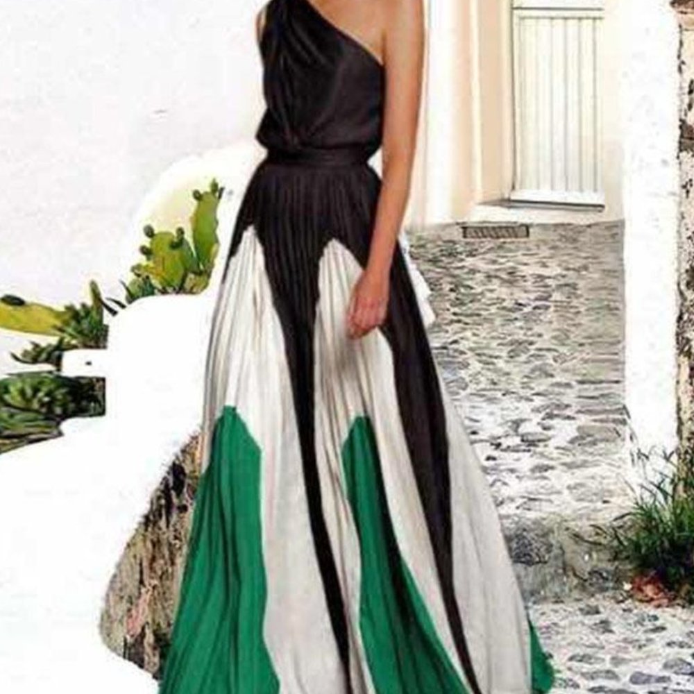 NWOT One Shoulder Print Maxi Dress